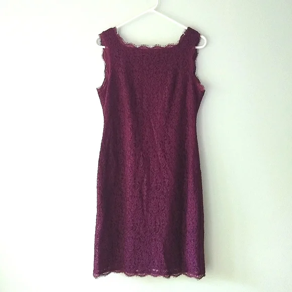 Adrianna Papell | Dresses | Adrianna Papell Lace Sleeveless Midi Formal  Sheath Dress Plum Purple | Poshmark